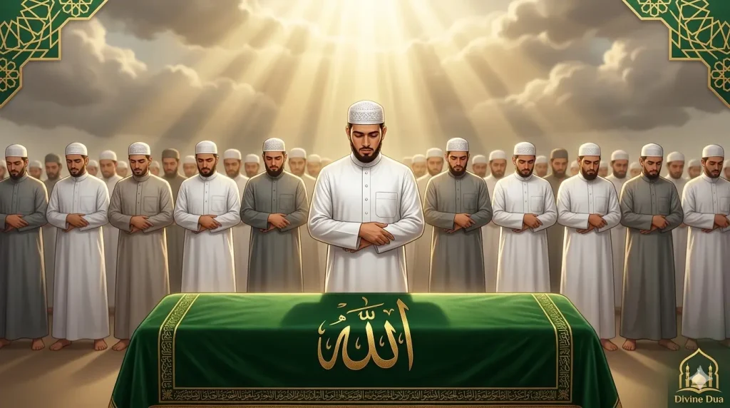 Complete illustrated guide to Salat al-Janazah (Islamic Funeral Prayer) for male and female deceased - Divine Dua