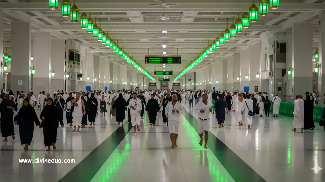 A pilgrim about to drink Zamzam water after making the proper dua during Umrah.