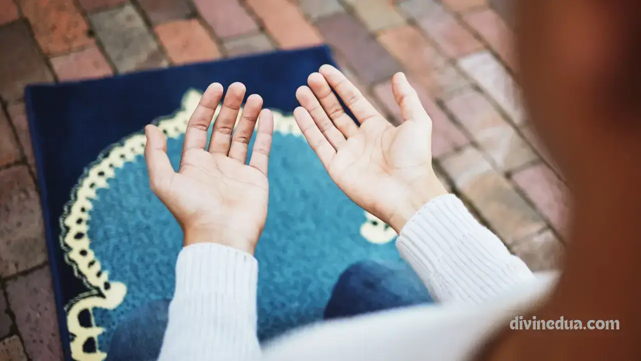 Close-up of hands raised in supplication during golden hour, following the proper etiquette of dua regardless of the language used.